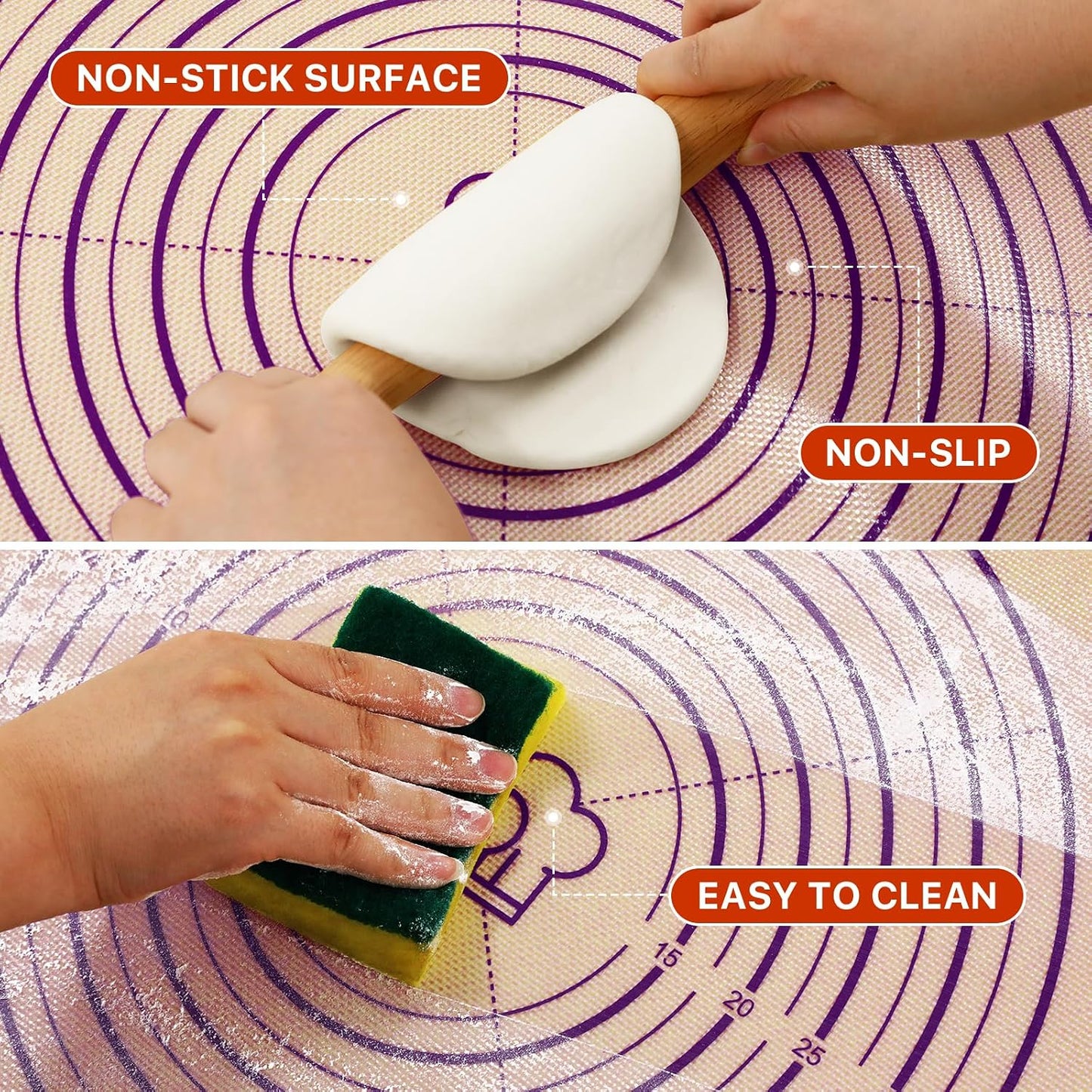 26"x16" Extra Thick Silicone Baking Mat for Pastry and Bread