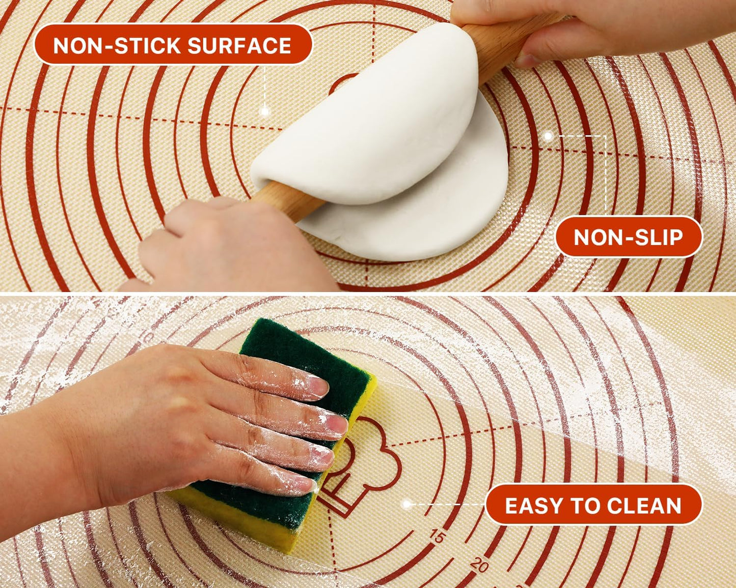 26"x16" Extra Thick Silicone Baking Mat for Pastry and Bread