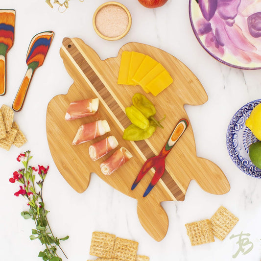 Sea Turtle Shaped Cutting Board and Charcuterie Serving Tray, Great for Wall Display