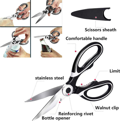 Fishing Knife, Fish Cleaning Kit 7 PC Set with Fish Knife, Fish Scale Cleaning Brush, Multi-Functional Scissors, Anti-Cutting Gloves, Fishbone Tweezers, Storage Bag