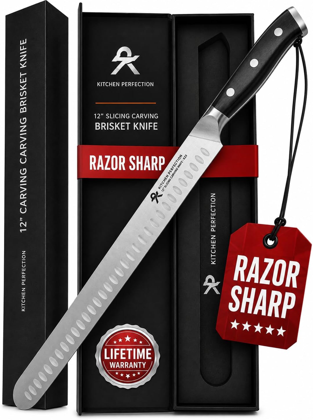 12" Brisket Knife for Carving & Slicing Meat - BBQ Gifts