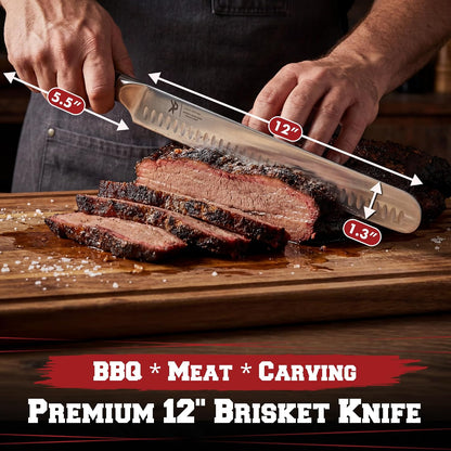 12" Brisket Knife for Carving & Slicing Meat - BBQ Gifts