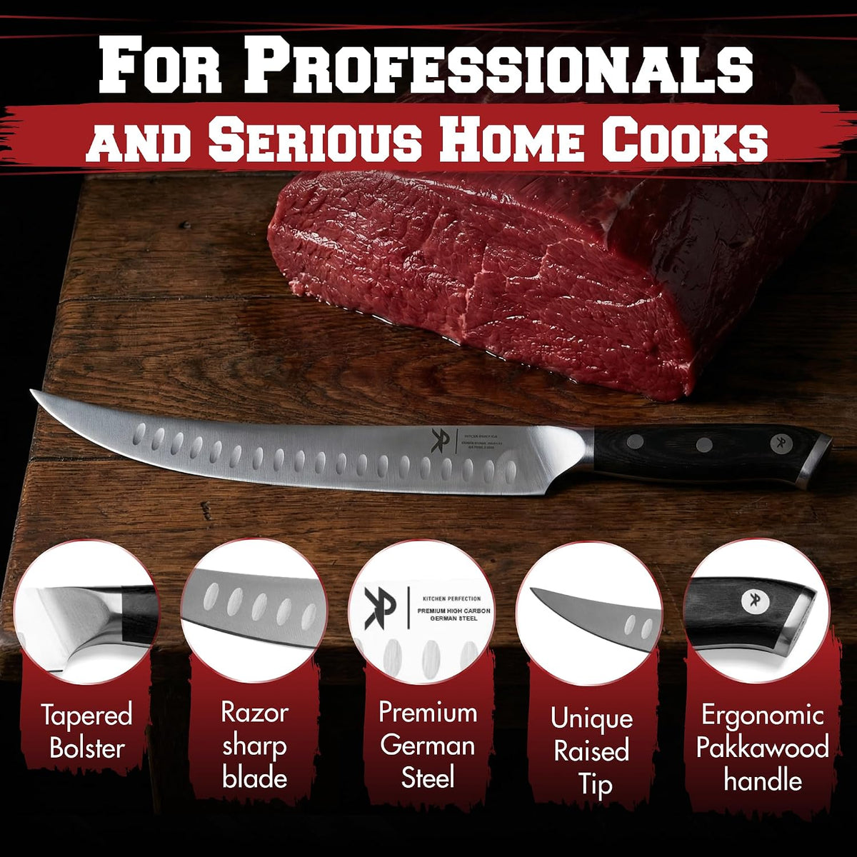 12" Brisket Knife for Carving & Slicing Meat - BBQ Gifts