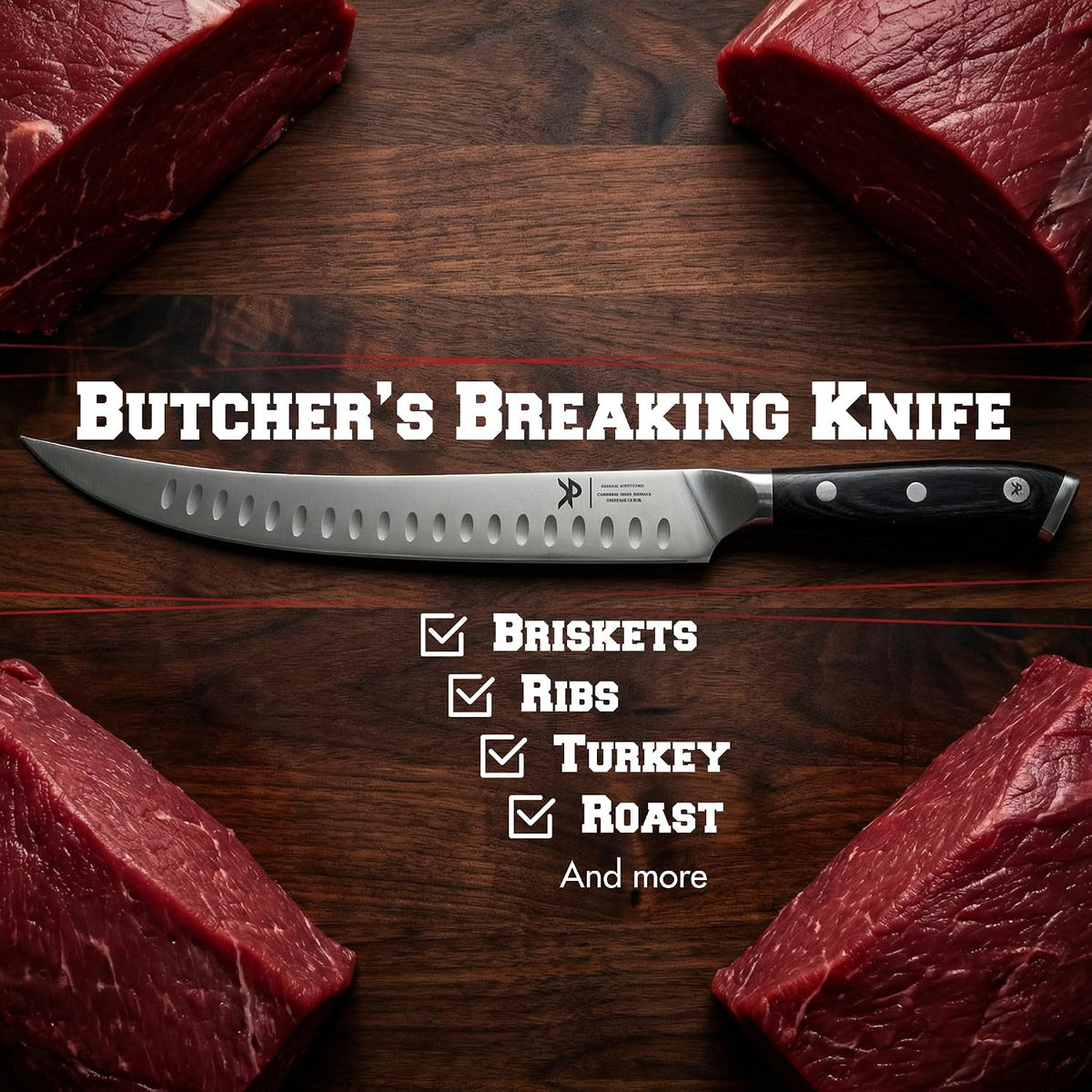 12" Brisket Knife for Carving & Slicing Meat - BBQ Gifts