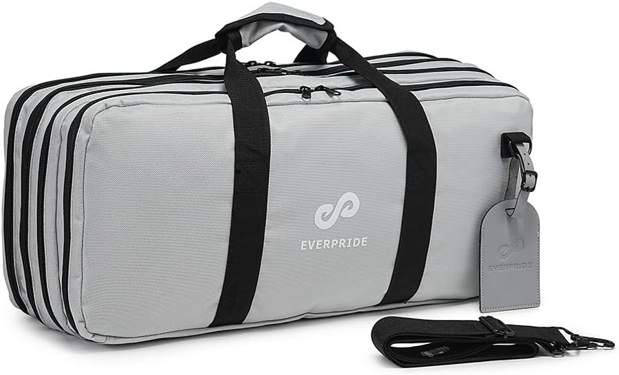 4 Pocket - Gray - Chef Knife Bag Holds 20 Knives 4 Storage Compartments,Professional Culinary Case with Shoulder Strap, Black, Laptop/Tablet Padded Slot - Knives Not Included