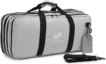 4 Pocket - Gray - Chef Knife Bag Holds 20 Knives 4 Storage Compartments,Professional Culinary Case with Shoulder Strap, Black, Laptop/Tablet Padded Slot - Knives Not Included