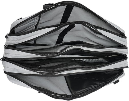 4 Pocket - Gray - Chef Knife Bag Holds 20 Knives 4 Storage Compartments,Professional Culinary Case with Shoulder Strap, Black, Laptop/Tablet Padded Slot - Knives Not Included