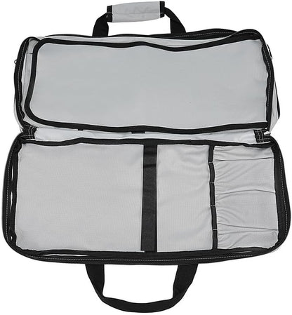 4 Pocket - Gray - Chef Knife Bag Holds 20 Knives 4 Storage Compartments,Professional Culinary Case with Shoulder Strap, Black, Laptop/Tablet Padded Slot - Knives Not Included