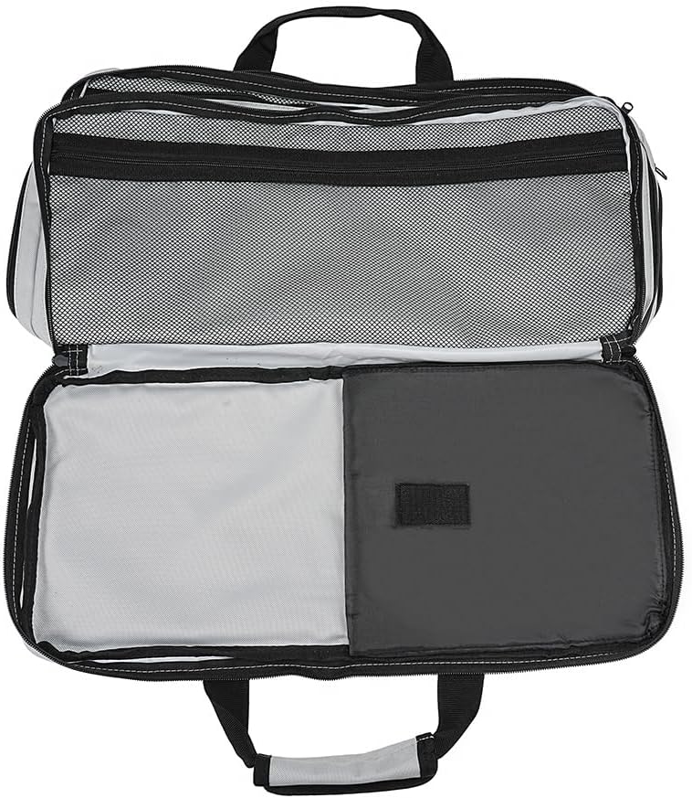 4 Pocket - Gray - Chef Knife Bag Holds 20 Knives 4 Storage Compartments,Professional Culinary Case with Shoulder Strap, Black, Laptop/Tablet Padded Slot - Knives Not Included