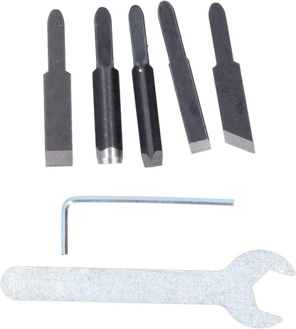 Electric Carving Chisel Tool Woodworking Set with 5 Knives and Flexible Rubber Shaft for Drills and Grinders