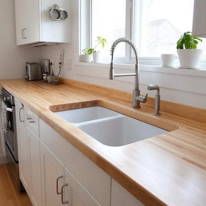 Butcher Block Countertop, 60 x 25 Inches, USA Grown Solid Hard Maple Hardwood, for Kitchen Island, Laundry Room, RV, Camper, Office Desk, Bar Table, Prefinished with Food-Safe Oil, 1.5" Thick