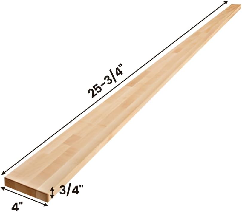 Butcher Block Countertop, 60 x 25 Inches, USA Grown Solid Hard Maple Hardwood, for Kitchen Island, Laundry Room, RV, Camper, Office Desk, Bar Table, Prefinished with Food-Safe Oil, 1.5" Thick