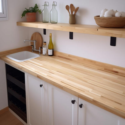 Butcher Block Countertop, 60 x 25 Inches, USA Grown Solid Hard Maple Hardwood, for Kitchen Island, Laundry Room, RV, Camper, Office Desk, Bar Table, Prefinished with Food-Safe Oil, 1.5" Thick