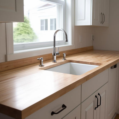 Butcher Block Countertop, 60 x 25 Inches, USA Grown Solid Hard Maple Hardwood, for Kitchen Island, Laundry Room, RV, Camper, Office Desk, Bar Table, Prefinished with Food-Safe Oil, 1.5" Thick
