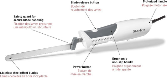 Electric Knife with Offset Blades Precision Slicing Enhanced Safety Ergonomic Handle