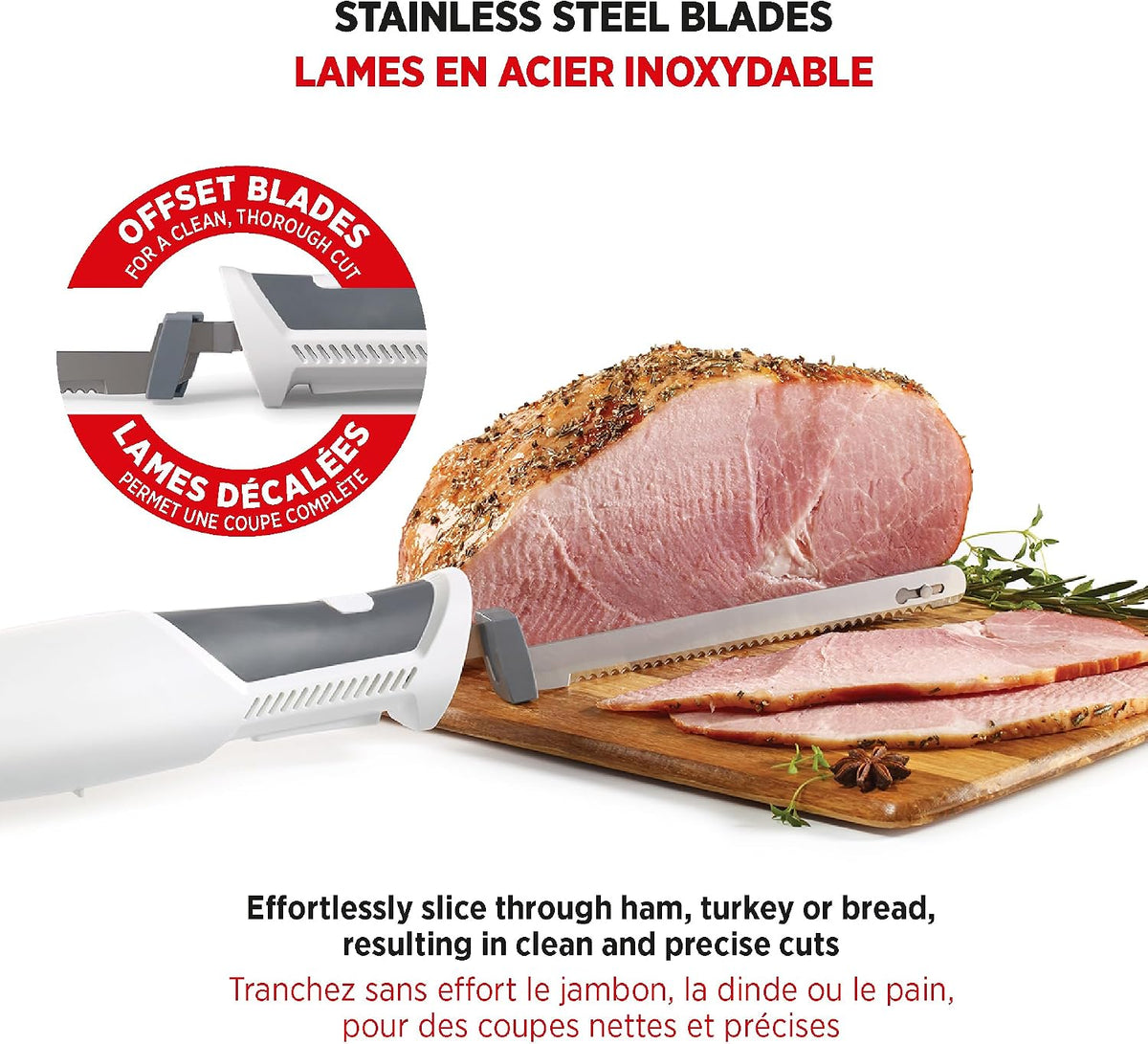 Electric Knife with Offset Blades Precision Slicing Enhanced Safety Ergonomic Handle