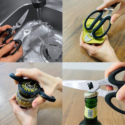 Japanese Kitchen Scissors Heavy Duty 8.2", Made in JAPAN, Dishwasher Safe Come Apart Blade, Multipurpose Kitchen Scissors, Sharp Serrated Japanese Stainless Steel, Black