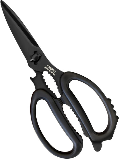 Japanese Kitchen Scissors Heavy Duty 8.2", Made in JAPAN, Dishwasher Safe Come Apart Blade, Multipurpose Kitchen Scissors, Sharp Serrated Japanese Stainless Steel, Black