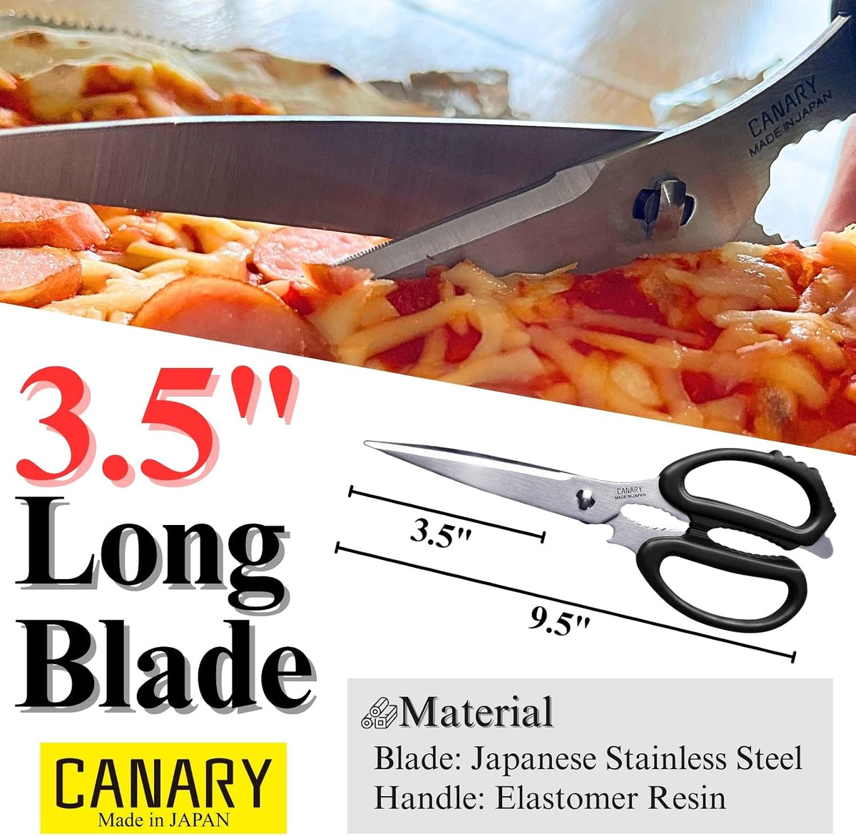 Japanese Kitchen Scissors Heavy Duty 8.2", Made in JAPAN, Dishwasher Safe Come Apart Blade, Multipurpose Kitchen Scissors, Sharp Serrated Japanese Stainless Steel, Black
