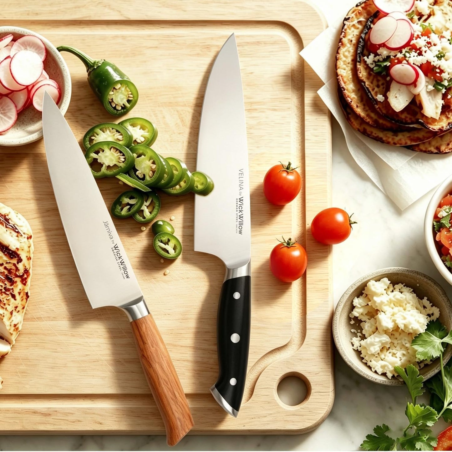 7” Santoku Knife – German Steel, Daily Meal Prep, Hollow Edge | Kitchen knife for slicing, dicing and mincing. Dishwasher safe, hand wash recommended. Gift box included.