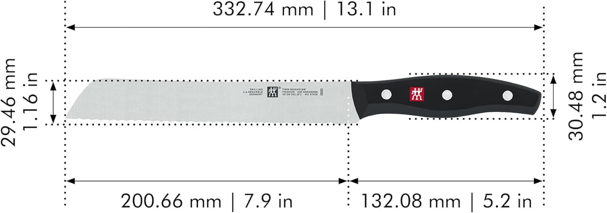Twin Signature 8-inch Bread Knife, Cake Knife, Razor-Sharp, Made in Company-Owned German Factory with Special Formula Steel perfected for almost 300 Years, Dishwasher Safe, Black