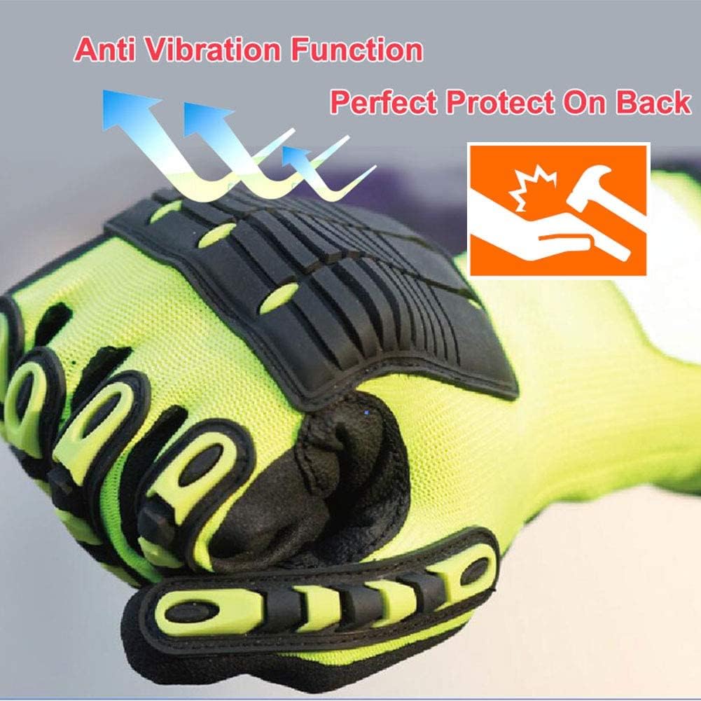 Anti-Vibration Heavy Duty Safety Work Gloves, Cut Resistant Anti Impact Gloves, Excellent Grip