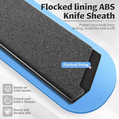 2pcs Safety Knife Cover Sleeves, 7" General-Purpose Knife, ABS | Felt Lining, Sheath Blade Protector, for Home Kitchen, Universal Sheath for Knife Protection, Black