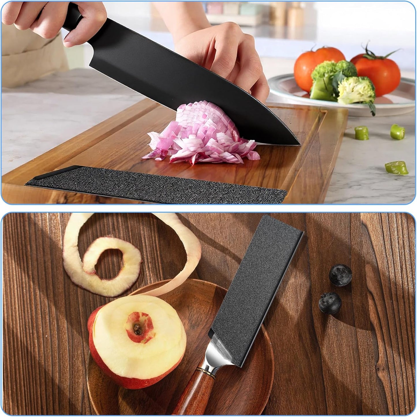 2pcs Safety Knife Cover Sleeves, 7" General-Purpose Knife, ABS | Felt Lining, Sheath Blade Protector, for Home Kitchen, Universal Sheath for Knife Protection, Black