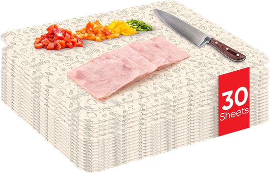 30 Pack Disposable Cutting Board Sheets – Large Flexible Cutting Mats for Meat, Chicken, Fish & Vegetables – Portable Chopping Board Liners for Kitchen, Crafts, Art Projects & Camping
