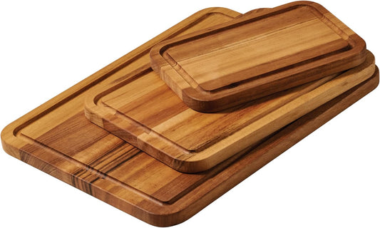 FSC Certified Brazilian Tigerwood Cutting and Serving Board Set | 3 Pack (15 x 11-in, 12 x 8-in and 9 x 6-in)
