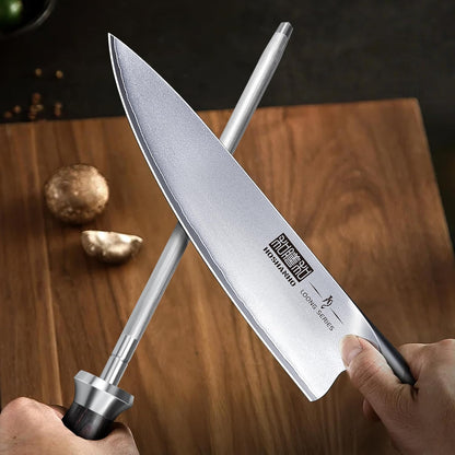 Honing Rod, 10 Inch Professional Kitchen Knife Sharpener Rod | Japanese High Carbon Knife Sharpening Steel with Ergonomic Pakkawood Handle, Ideal for All Chef Knives, Gift for Chefs