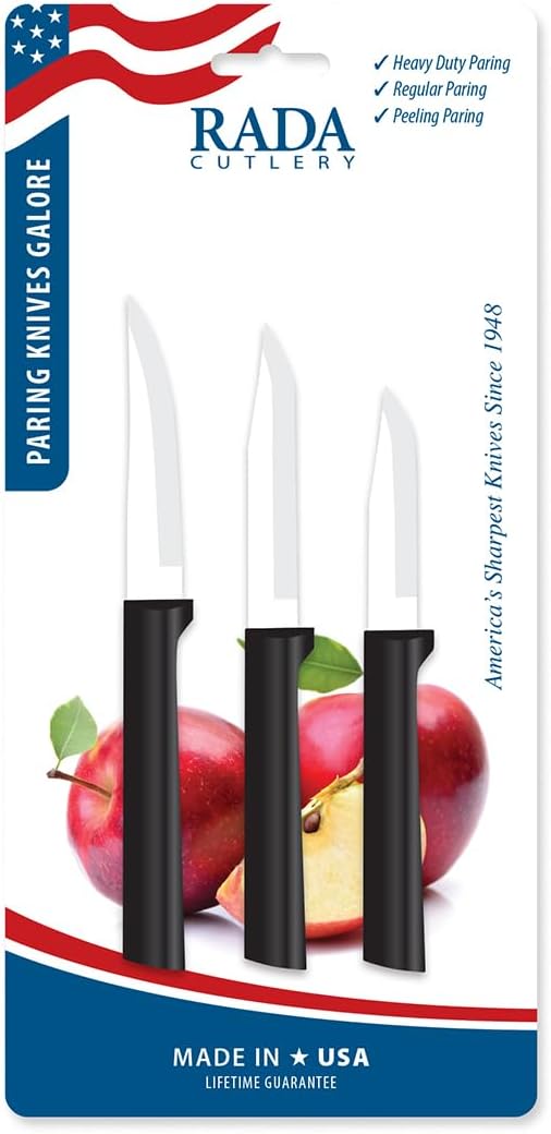 Cutlery Paring Knives Galore ProPack (DS01), Silver Handle | 3-Piece Knife Set, Stainless Steel Blades, Silver Cast Aluminum Handle