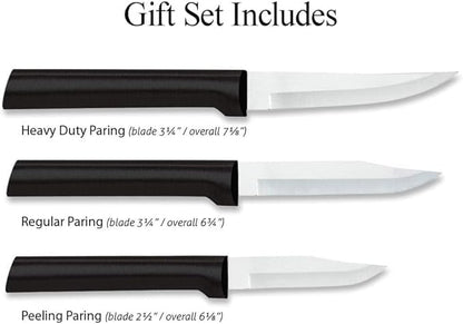 Cutlery Paring Knives Galore ProPack (DS01), Silver Handle | 3-Piece Knife Set, Stainless Steel Blades, Silver Cast Aluminum Handle