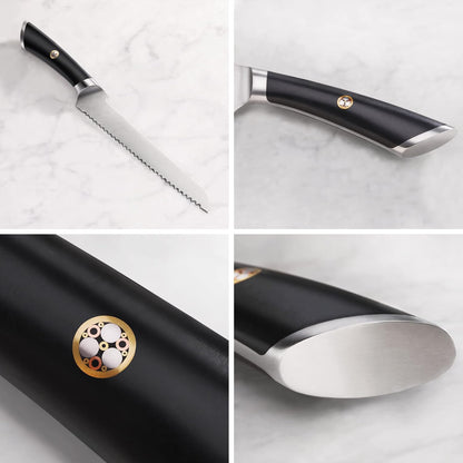 Cangshan ELBERT Series German Steel Forged 8" Offset Bread Knife (Black)
