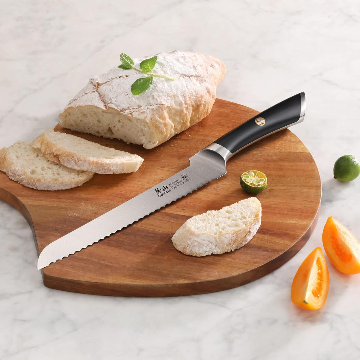 Cangshan ELBERT Series German Steel Forged 8" Offset Bread Knife (Black)