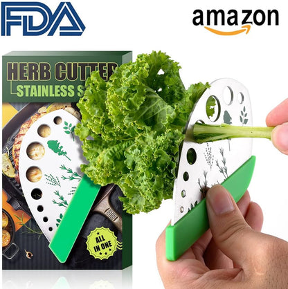 Herb Stripper Scissors Stainless Steel Leaf Remover | Herbs Cutter, Stripping Tool, Vegetable Kitchen Gadget, Protective Holder