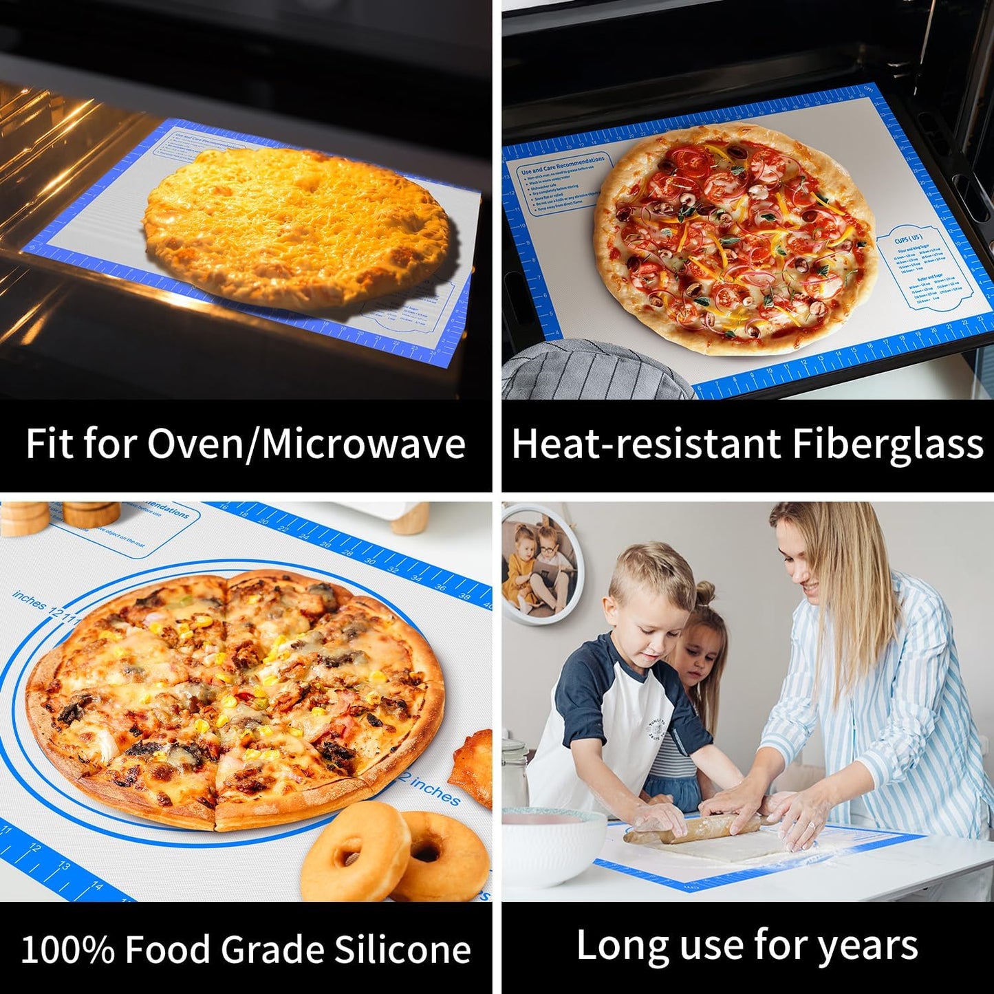 Silicone Baking Mat, Non Stick Pastry Mat Sheet for Dough Rolling, Nonslip Fondant/Pie Crust Mat, Counter Mat Oven Liner Mat for Making Cookies Macarons Bread Baking Supplies Extra Large 26 x 16 Inch