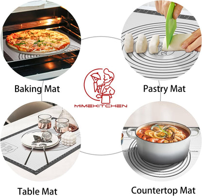Silicone Baking Mat, Non Stick Pastry Mat Sheet for Dough Rolling, Nonslip Fondant/Pie Crust Mat, Counter Mat Oven Liner Mat for Making Cookies Macarons Bread Baking Supplies Extra Large 26 x 16 Inch