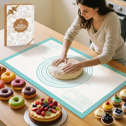 Silicone Baking Mat, Non Stick Pastry Mat Sheet for Dough Rolling, Nonslip Fondant/Pie Crust Mat, Counter Mat Oven Liner Mat for Making Cookies Macarons Bread Baking Supplies Extra Large 26 x 16 Inch