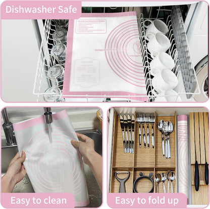 Silicone Baking Mat, Non Stick Pastry Mat Sheet for Dough Rolling, Nonslip Fondant/Pie Crust Mat, Counter Mat Oven Liner Mat for Making Cookies Macarons Bread Baking Supplies Extra Large 26 x 16 Inch