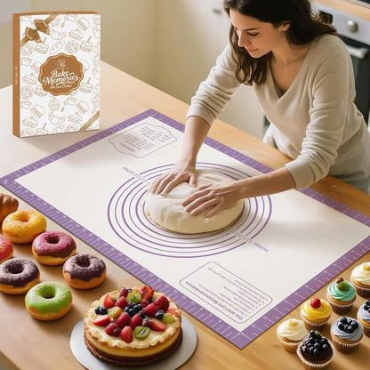 Silicone Baking Mat, Non Stick Pastry Mat Sheet for Dough Rolling, Nonslip Fondant/Pie Crust Mat, Counter Mat Oven Liner Mat for Making Cookies Macarons Bread Baking Supplies Extra Large 26 x 16 Inch