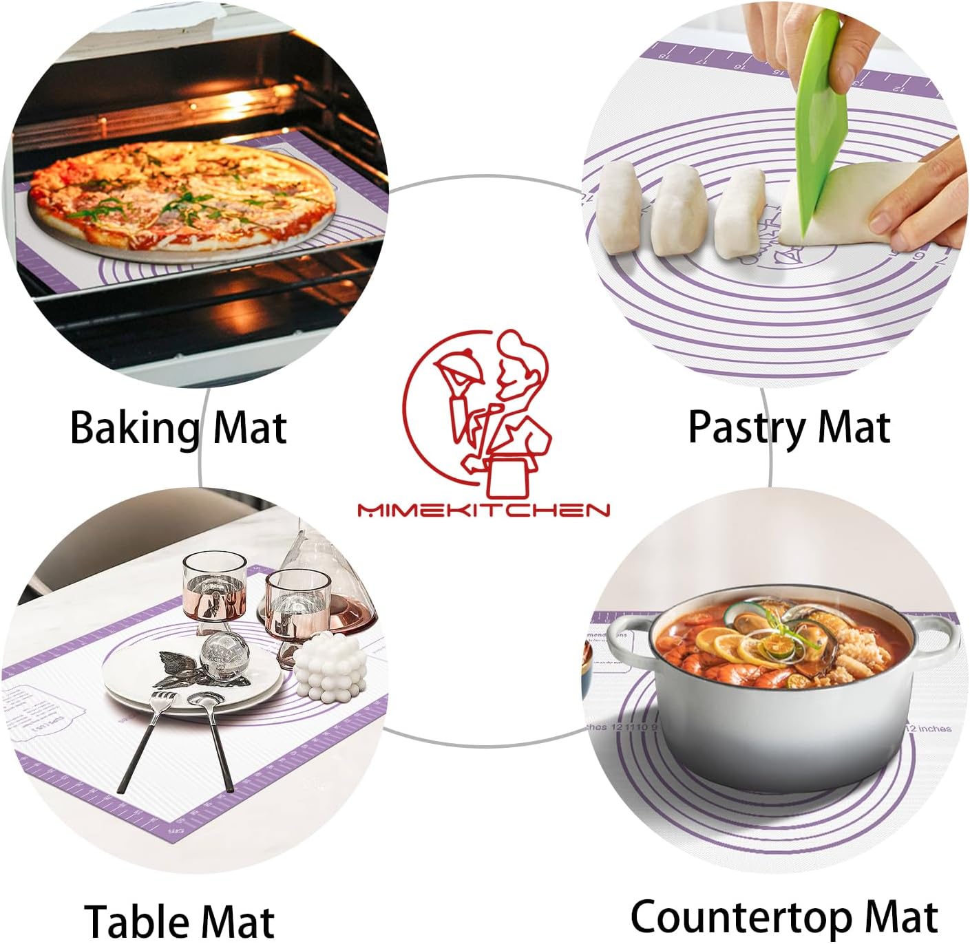 Silicone Baking Mat, Non Stick Pastry Mat Sheet for Dough Rolling, Nonslip Fondant/Pie Crust Mat, Counter Mat Oven Liner Mat for Making Cookies Macarons Bread Baking Supplies Extra Large 26 x 16 Inch