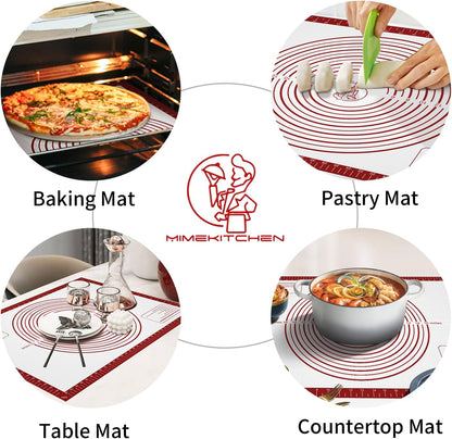 Silicone Baking Mat, Non Stick Pastry Mat Sheet for Dough Rolling, Nonslip Fondant/Pie Crust Mat, Counter Mat Oven Liner Mat for Making Cookies Macarons Bread Baking Supplies Extra Large 26 x 16 Inch