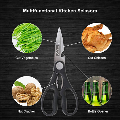 6 Pieces Black Professional Chef Knife Set with Stainless Steel Cutlery | BBQ Knife Set, Ergonomic Design Handle, Gift Box for Festival, Kitchen Essential
