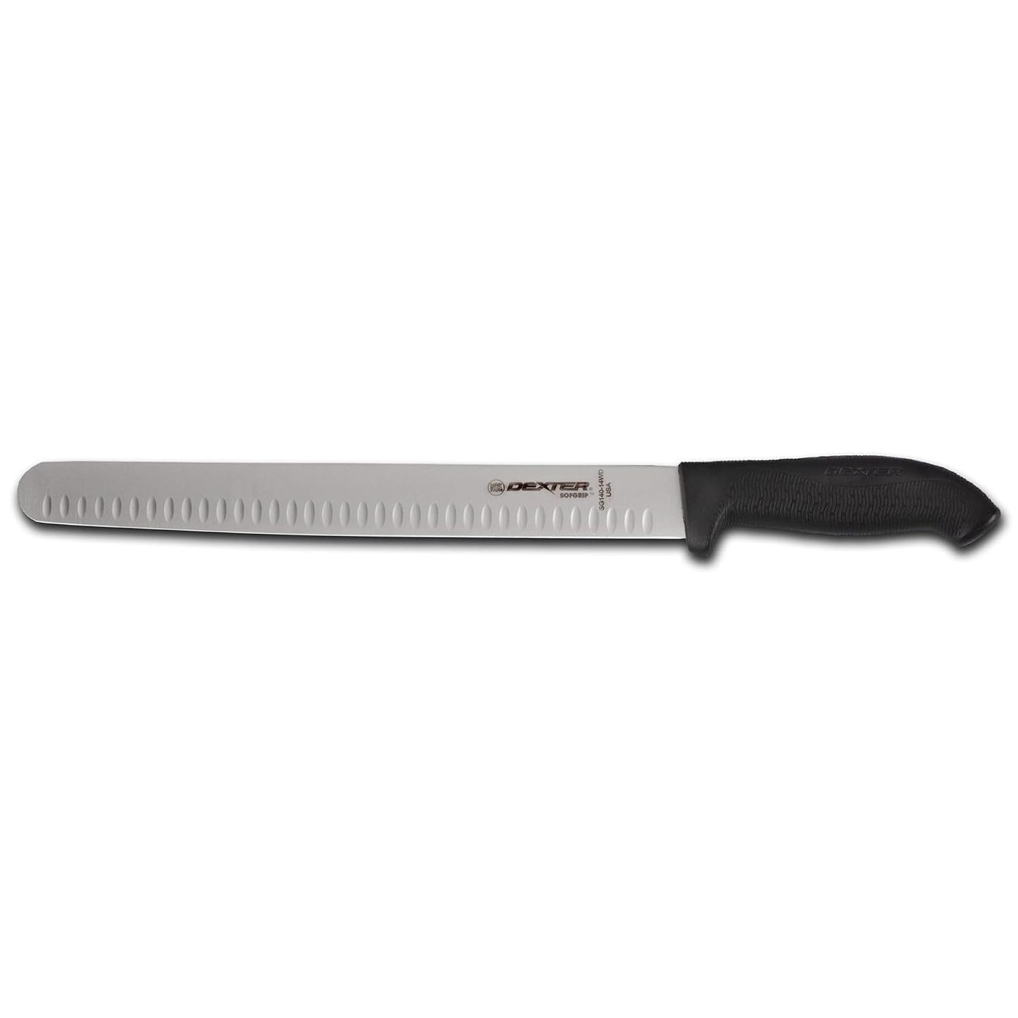 24283B Roast Slicer Knife, 14" Duo-Edge Wide Blade, Dexsteel Construction, Slip-Resistant Black SofGrip Handle, Made in USA, NSF Certified