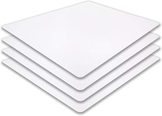 Commercial Grade Cutting Board Mats 15 x 12 Inch - 4 Pack Set, Flexible 1/16" Inch Thick White Plastic, Made from HDPE and NSF Approved for Food Service