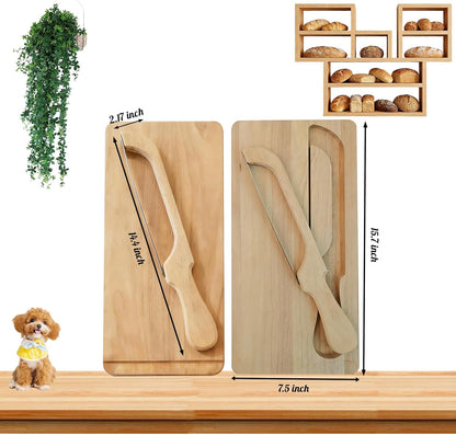 Bread Bow Knife And Board Set | Manual Bread Slicer And Cutter With Matching Crumb Tray & Cutting Board For Homemade Sourdough Bread, French Baguettes, Bagels | Stainless Steel Bow Knife, 40CM Length