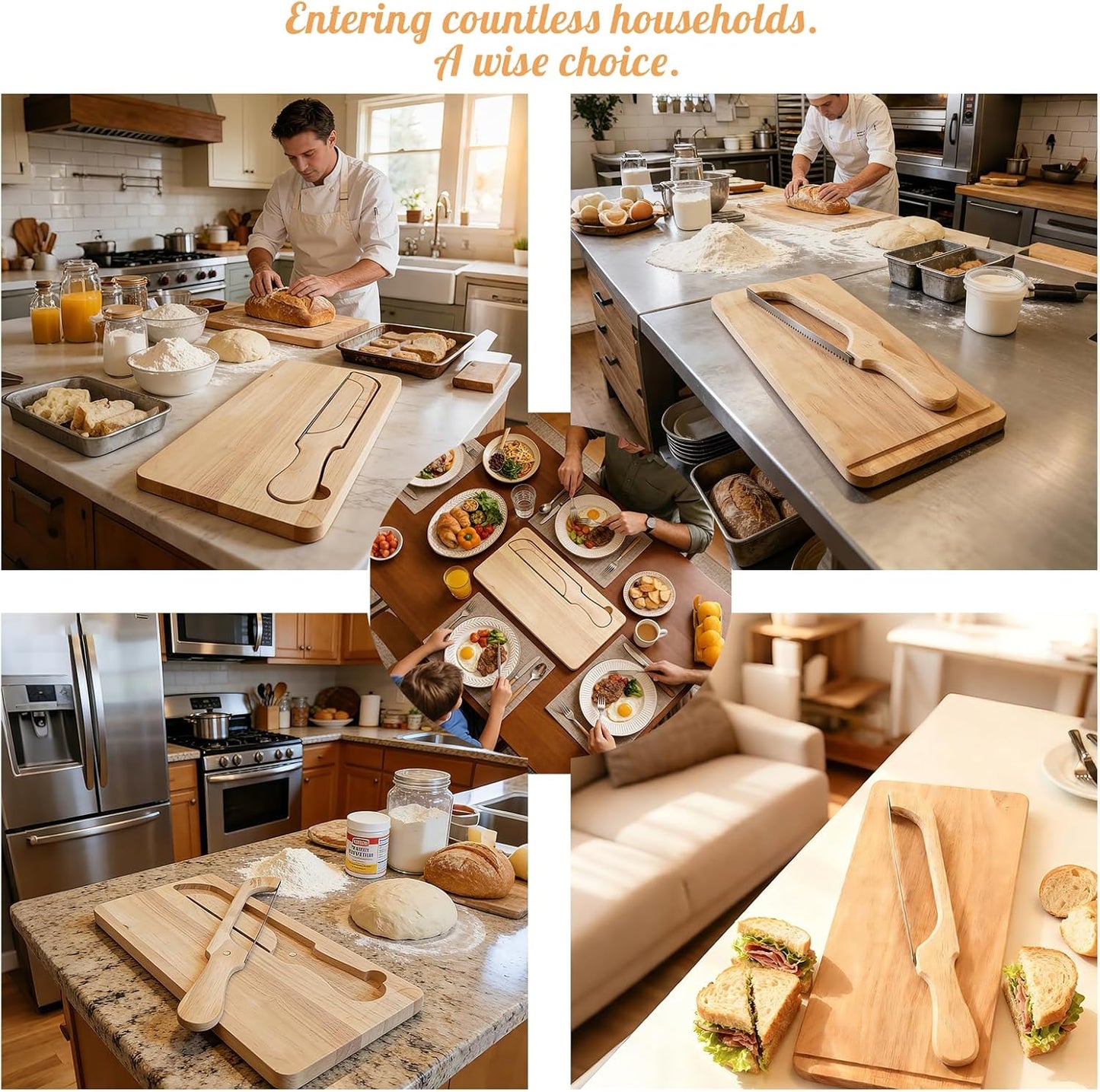 Bread Bow Knife And Board Set | Manual Bread Slicer And Cutter With Matching Crumb Tray & Cutting Board For Homemade Sourdough Bread, French Baguettes, Bagels | Stainless Steel Bow Knife, 40CM Length