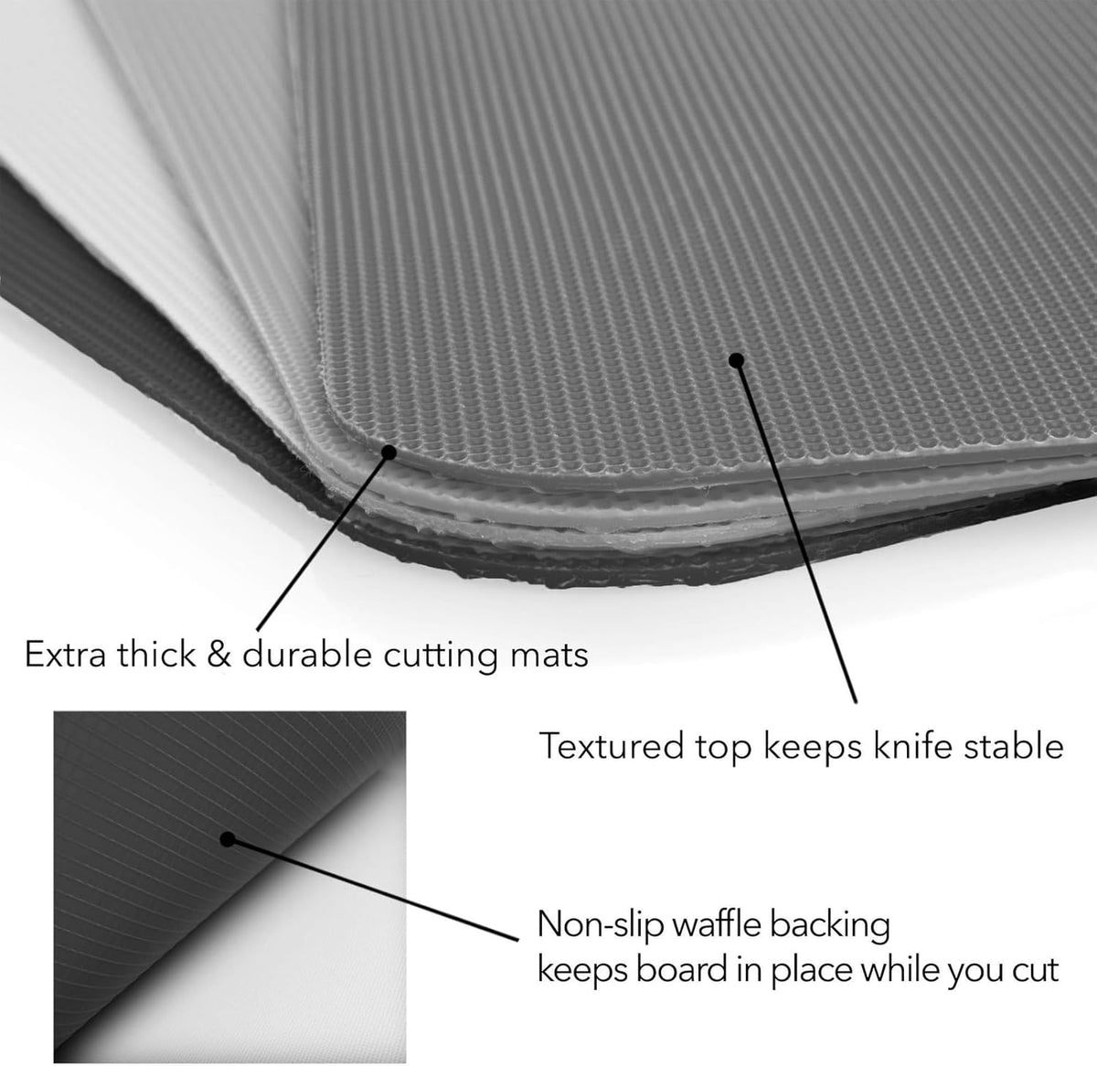 Rectangular Cutting Board Set - Color-Coded Cutting Mats for Kitchen - Dishwasher-Safe Plastic Chopping Board - Pack of 4, 8 x 11 in, Light Gray