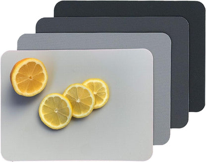 Rectangular Cutting Board Set - Color-Coded Cutting Mats for Kitchen - Dishwasher-Safe Plastic Chopping Board - Pack of 4, 8 x 11 in, Light Gray